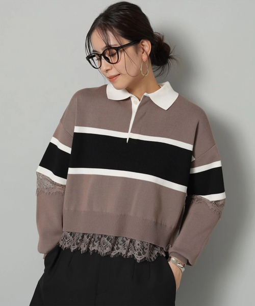 レース切替ラガーニット（ニット/セーター）｜Arpege story