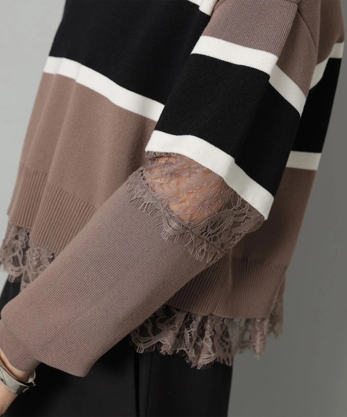 レース切替ラガーニット（ニット/セーター）｜Arpege story