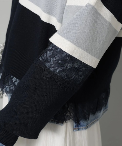 レース切替ラガーニット（ニット/セーター）｜Arpege story
