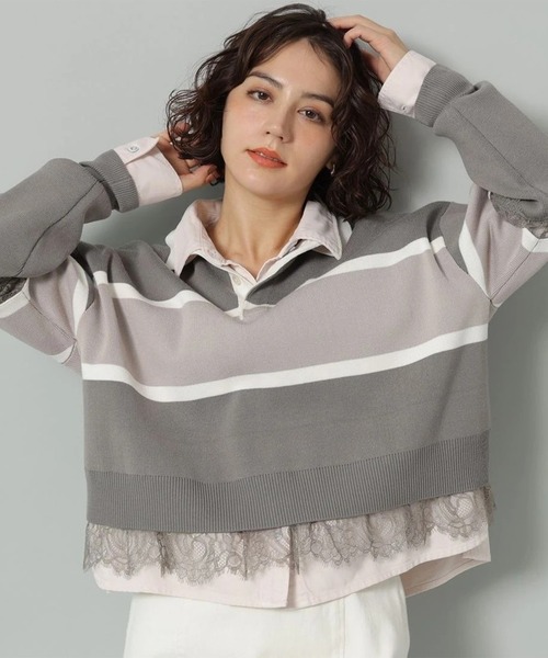 レース切替ラガーニット（ニット/セーター）｜Arpege story