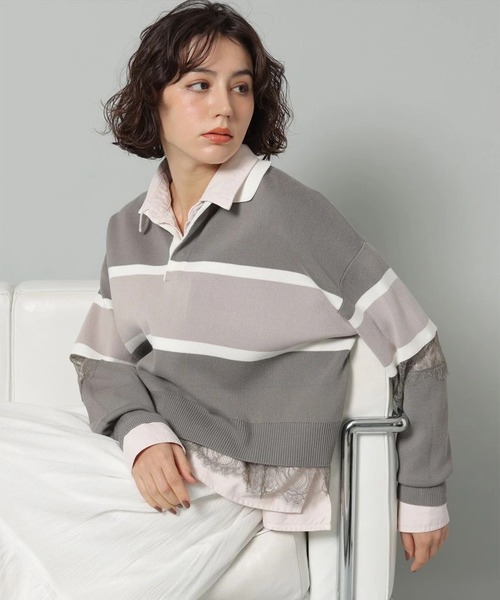 レース切替ラガーニット（ニット/セーター）｜Arpege story