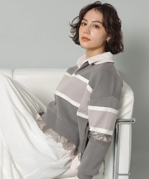 レース切替ラガーニット（ニット/セーター）｜Arpege story