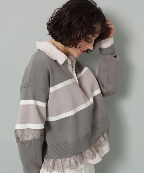 レース切替ラガーニット（ニット/セーター）｜Arpege story