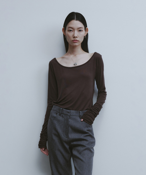 YOUTH(ユース)の「Ballerina long Jersey Top-Brown(Tシャツ/カットソー・レディース・その他・MEDIUM)」の1枚目の写真