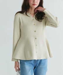 Pierrot（ピエロ）の「襟付きＶネックぺプラムカーディガン（カーディガン/ボレロ）」