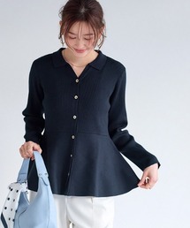 Pierrot（ピエロ）の「襟付きVネックぺプラムカーディガン（カーディガン/ボレロ）」