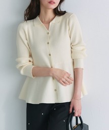 Pierrot（ピエロ）の「襟付きＶネックぺプラムカーディガン（カーディガン/ボレロ）」