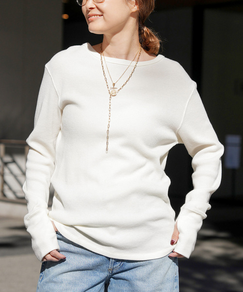 Deuxieme Classe（ドゥーズィエムクラス）の「*WOOLY WAFFLE プルオーバー（Tシャツ/カットソー・レディース・ネイビー/ホワイト/ライトグレー・FREE）」の2枚目の写真