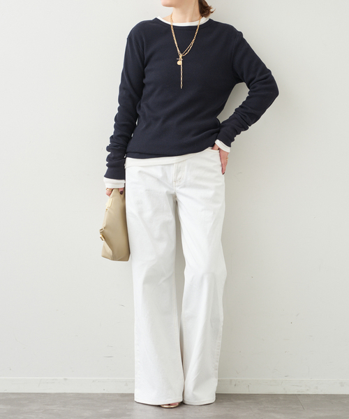 Deuxieme Classe（ドゥーズィエムクラス）の「*WOOLY WAFFLE プルオーバー（Tシャツ/カットソー・レディース・ネイビー/ホワイト/ライトグレー・FREE）」の19枚目の写真