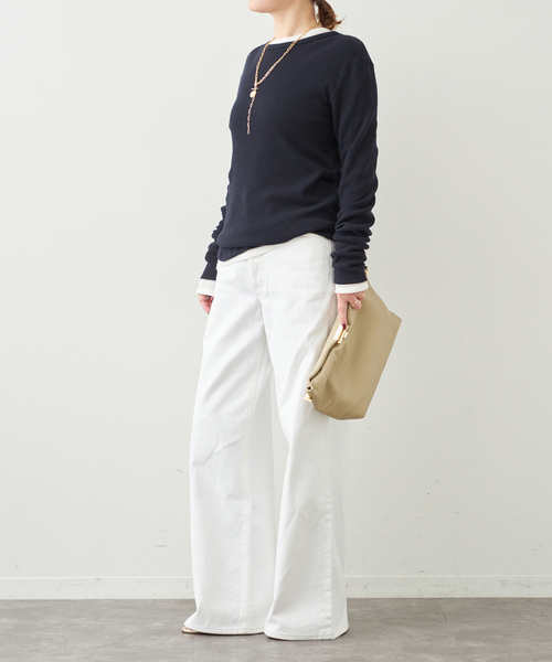 Deuxieme Classe（ドゥーズィエムクラス）の「*WOOLY WAFFLE プルオーバー（Tシャツ/カットソー・レディース・ネイビー/ホワイト/ライトグレー・FREE）」の18枚目の写真