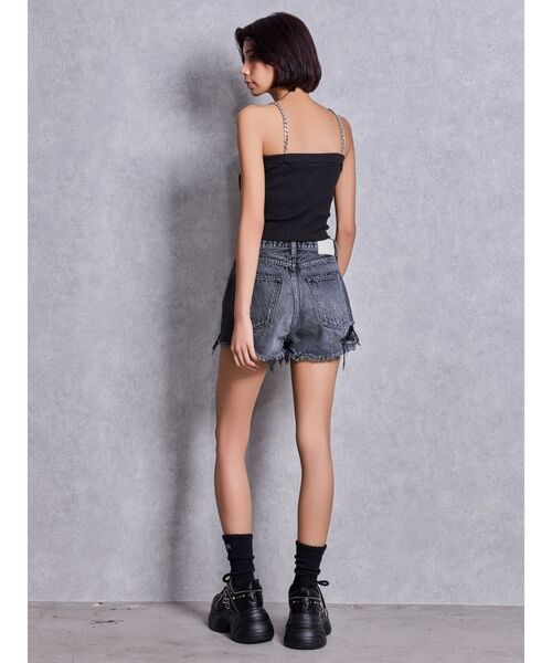 GYDA（ジェイダ）の「chainストラップラメテレコビスチェ（キャミソール・レディース・ブラック/オフホワイト・FREE）」の9枚目の写真