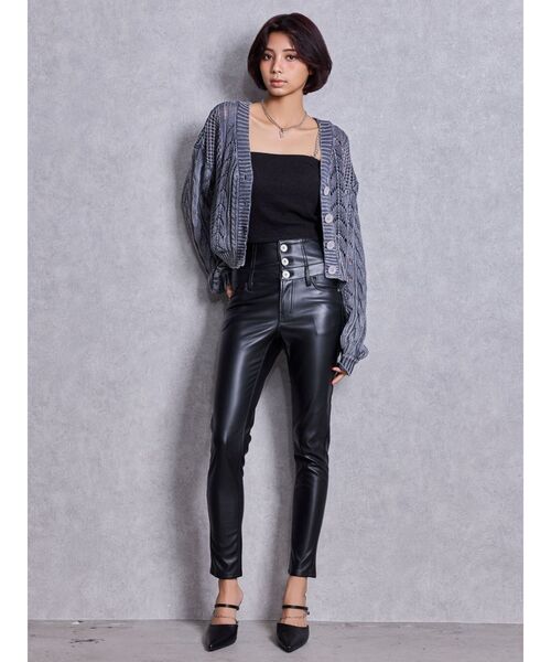 GYDA（ジェイダ）の「chainストラップラメテレコビスチェ（キャミソール・レディース・ブラック/オフホワイト・FREE）」の12枚目の写真