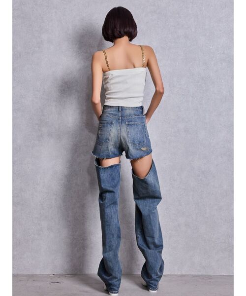 GYDA（ジェイダ）の「chainストラップラメテレコビスチェ（キャミソール・レディース・ブラック/オフホワイト・FREE）」の15枚目の写真