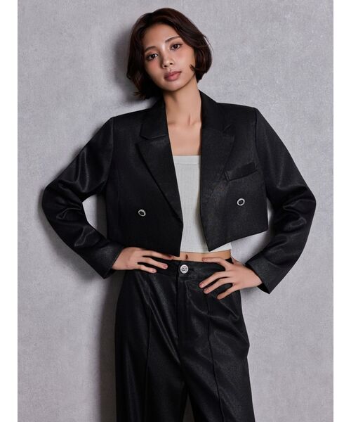 GYDA（ジェイダ）の「chainストラップラメテレコビスチェ（キャミソール・レディース・ブラック/オフホワイト・FREE）」の18枚目の写真