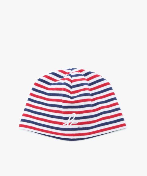 agnes b.(アニエスベー)の「ベビー ”b.”ロゴ 刺繍 トリコロールボーダー コットン ハット(ハット・キッズ・ネイビー・FREE)」の1枚目の写真