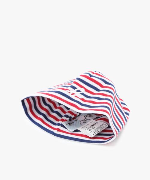 agnes b.(アニエスベー)の「ベビー ”b.”ロゴ 刺繍 トリコロールボーダー コットン ハット(ハット・キッズ・ネイビー・FREE)」の3枚目の写真