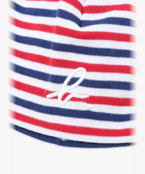 agnes b.(アニエスベー)の「ベビー ”b.”ロゴ 刺繍 トリコロールボーダー コットン ハット(ハット・キッズ・ネイビー・FREE)」の2枚目の写真