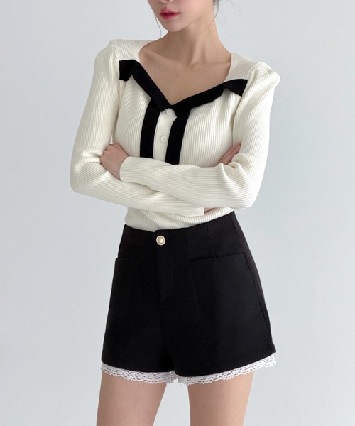 by muni:r(バイ ムニール)の「レースヘムポイントショートパンツ/2026 SS COLLECTION(その他パンツ・レディース・ブラウン/ホワイト/ブラック・MEDIUM/SMALL)」の13枚目の写真