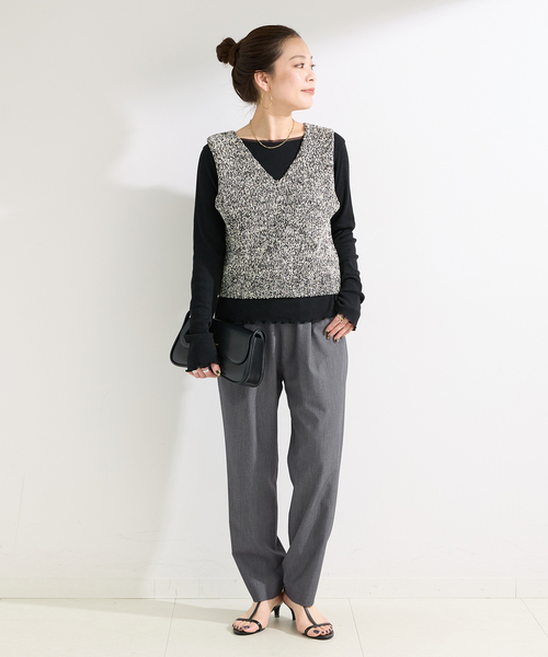 B.C STOCK(ベーセーストック)の「ウォッシャブル / テーパードパンツ(スラックス・レディース・グレー/ベージュ/イエロー/ブラック・FREE)」の11枚目の写真