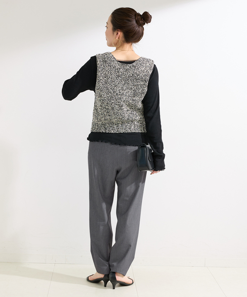 B.C STOCK(ベーセーストック)の「ウォッシャブル / テーパードパンツ(スラックス・レディース・グレー/ベージュ/イエロー/ブラック・FREE)」の13枚目の写真