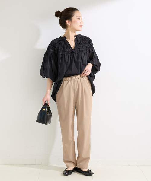 B.C STOCK(ベーセーストック)の「ウォッシャブル / テーパードパンツ(スラックス・レディース・グレー/ベージュ/イエロー/ブラック・FREE)」の17枚目の写真