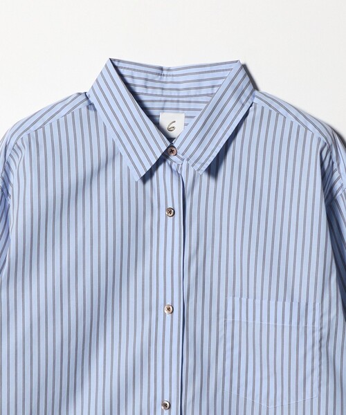 6（ロク）の「＜6(ROKU)＞コットン ストライプ シャツ（シャツ/ブラウス・レディース・ベージュ/コバルトブルー・FREE）」の12枚目の写真