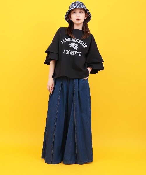 チチカカ(チチカカ)の「Orale! ラッフルスリーブTシャツ(Tシャツ/カットソー・レディース・グリーン/ホワイト/ブラック・FREE)」の6枚目の写真