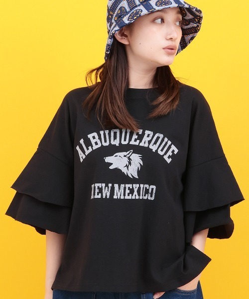 チチカカ(チチカカ)の「Orale! ラッフルスリーブTシャツ(Tシャツ/カットソー・レディース・グリーン/ホワイト/ブラック・FREE)」の7枚目の写真