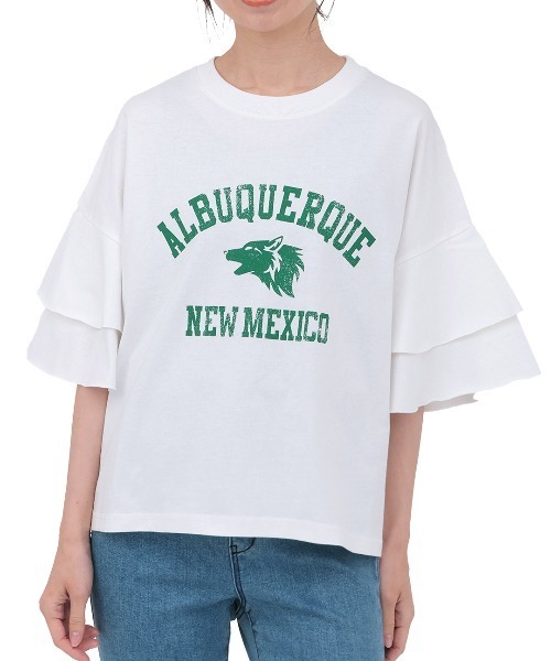 チチカカ(チチカカ)の「Orale! ラッフルスリーブTシャツ(Tシャツ/カットソー・レディース・グリーン/ホワイト/ブラック・FREE)」の8枚目の写真