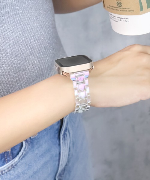 Urban Coral(アーバンコーラル)の「Apple Watch Band / アップルウォッチ スリムレジンバンド / Urban Coral(デジタル腕時計・レディース・クリア/ブラック/ホワイト/コーラルピンク・40mm)」の7枚目の写真