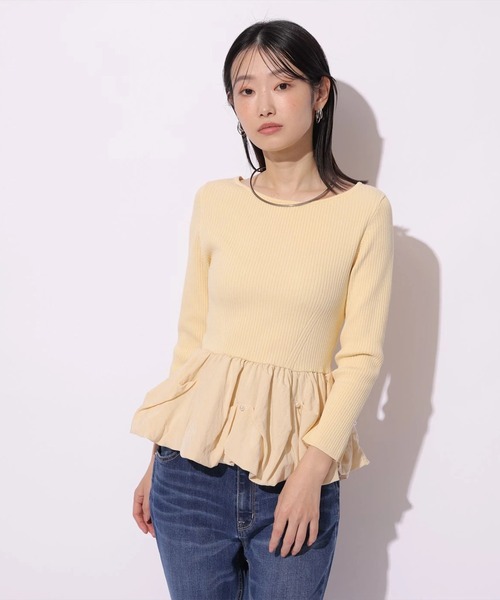 Mystrada（マイストラーダ）の「パールペプラムニット（ニット/セーター・レディース・ブラック系その他2/イエロー/ホワイト・38）」の3枚目の写真