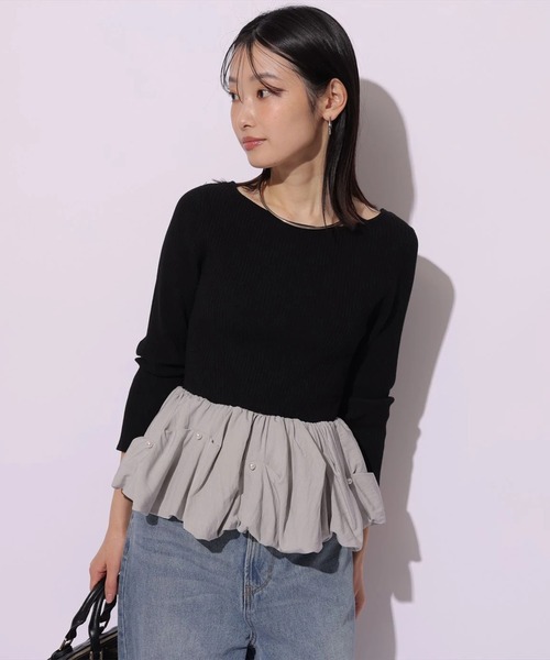 Mystrada（マイストラーダ）の「パールペプラムニット（ニット/セーター・レディース・ブラック系その他2/イエロー/ホワイト・38）」の7枚目の写真