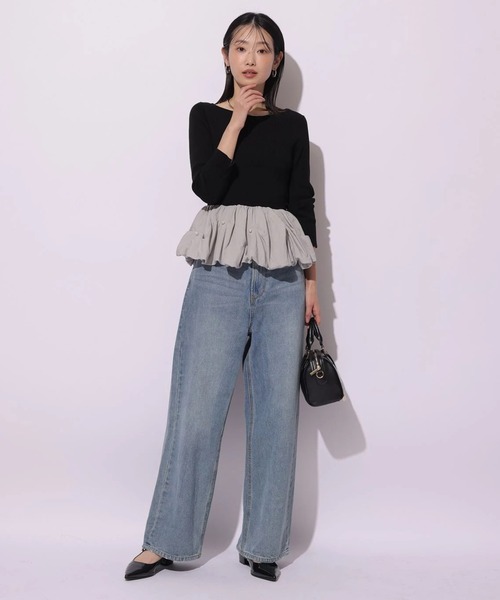 Mystrada（マイストラーダ）の「パールペプラムニット（ニット/セーター・レディース・ブラック系その他2/イエロー/ホワイト・38）」の8枚目の写真