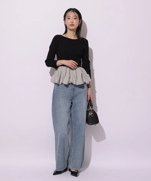 Mystrada（マイストラーダ）の「パールペプラムニット（ニット/セーター・レディース・ブラック系その他2/イエロー/ホワイト・38）」の9枚目の写真