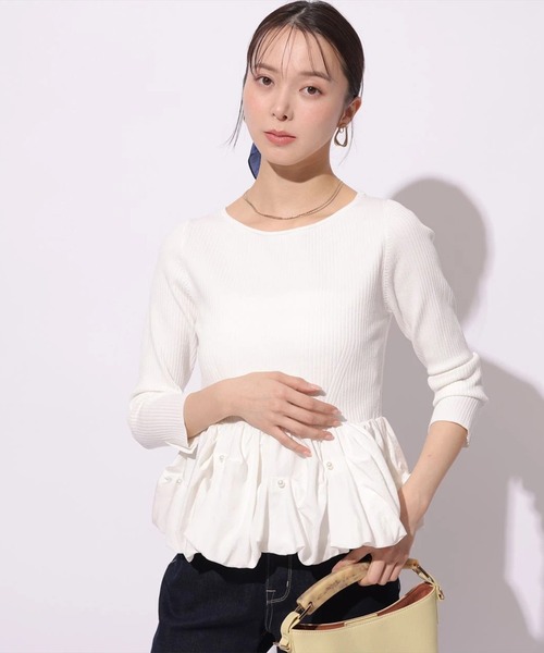 Mystrada（マイストラーダ）の「パールペプラムニット（ニット/セーター・レディース・ブラック系その他2/イエロー/ホワイト・38）」の12枚目の写真