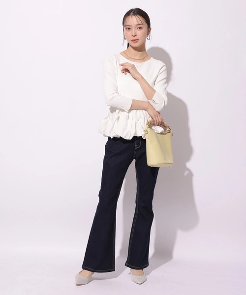 Mystrada（マイストラーダ）の「パールペプラムニット（ニット/セーター・レディース・ブラック系その他2/イエロー/ホワイト・38）」の13枚目の写真