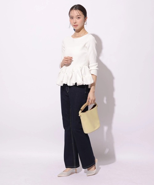 Mystrada（マイストラーダ）の「パールペプラムニット（ニット/セーター・レディース・ブラック系その他2/イエロー/ホワイト・38）」の14枚目の写真