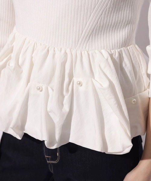 Mystrada（マイストラーダ）の「パールペプラムニット（ニット/セーター・レディース・ブラック系その他2/イエロー/ホワイト・38）」の16枚目の写真