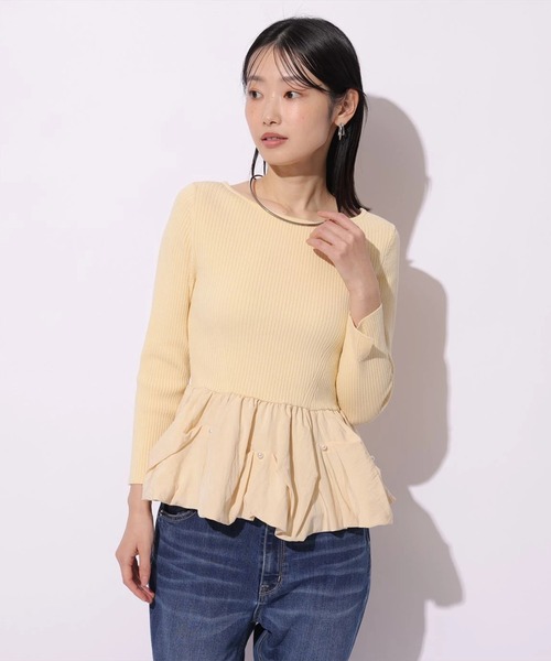 Mystrada（マイストラーダ）の「パールペプラムニット（ニット/セーター・レディース・ブラック系その他2/イエロー/ホワイト・38）」の17枚目の写真