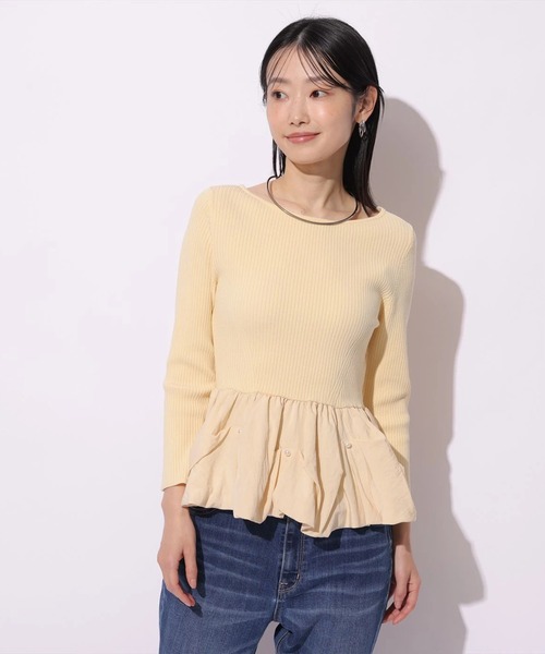 Mystrada（マイストラーダ）の「パールペプラムニット（ニット/セーター・レディース・ブラック系その他2/イエロー/ホワイト・38）」の18枚目の写真