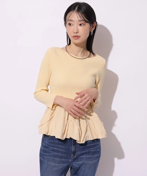 Mystrada（マイストラーダ）の「パールペプラムニット（ニット/セーター・レディース・ブラック系その他2/イエロー/ホワイト・38）」の19枚目の写真