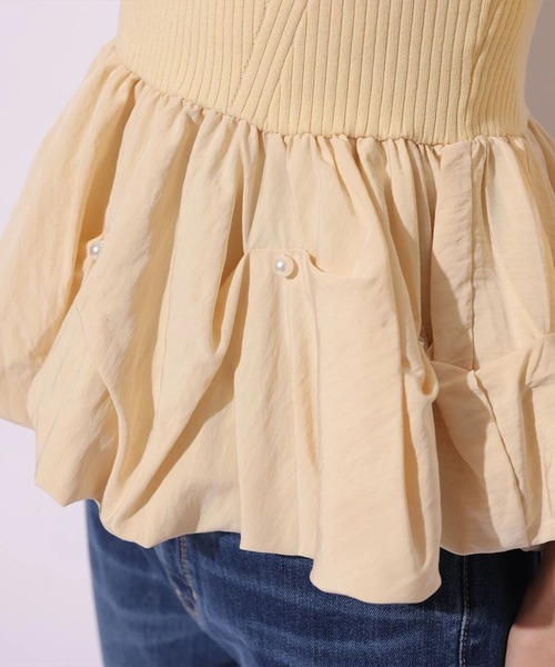 Mystrada（マイストラーダ）の「パールペプラムニット（ニット/セーター・レディース・ブラック系その他2/イエロー/ホワイト・38）」の20枚目の写真