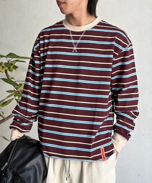 CPCM（シーピーシーエム）の「レイヤードボーダーロンT（Tシャツ/カットソー・メンズ・グリーン/ブラウン/レッド・FREE）」の2枚目の写真