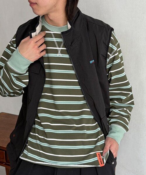 CPCM（シーピーシーエム）の「レイヤードボーダーロンT（Tシャツ/カットソー・メンズ・グリーン/ブラウン/レッド・FREE）」の3枚目の写真