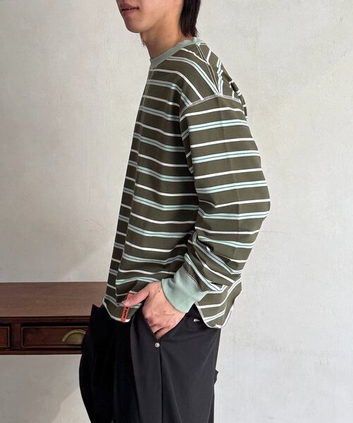 CPCM（シーピーシーエム）の「レイヤードボーダーロンT（Tシャツ/カットソー・メンズ・グリーン/ブラウン/レッド・FREE）」の19枚目の写真