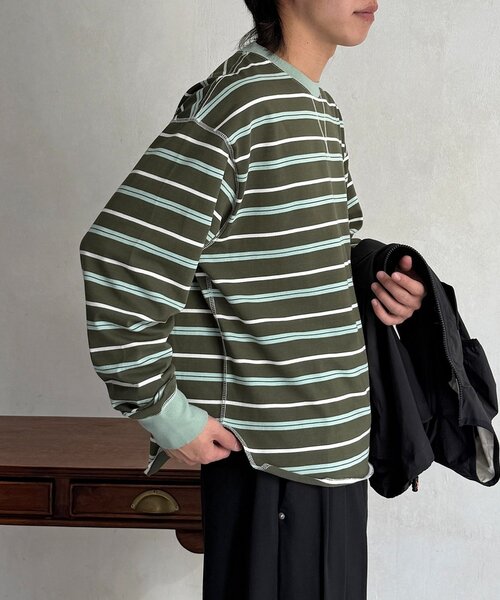 CPCM（シーピーシーエム）の「レイヤードボーダーロンT（Tシャツ/カットソー・メンズ・グリーン/ブラウン/レッド・FREE）」の17枚目の写真