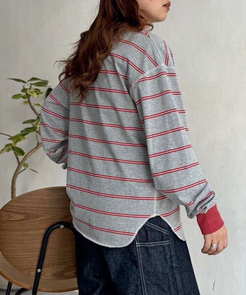 CPCM（シーピーシーエム）の「レイヤードボーダーロンT（Tシャツ/カットソー・メンズ・グリーン/ブラウン/レッド・FREE）」の8枚目の写真