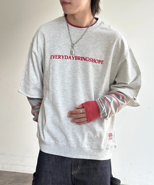 CPCM（シーピーシーエム）の「レイヤードボーダーロンT（Tシャツ/カットソー・メンズ・グリーン/ブラウン/レッド・FREE）」の6枚目の写真