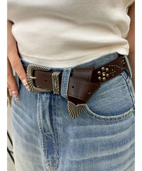 EVRIS（エヴリス）の「オリジナルスタッズバックルベルト（ベルト・レディース・ブラック/ブラウン・FREE）」の20枚目の写真