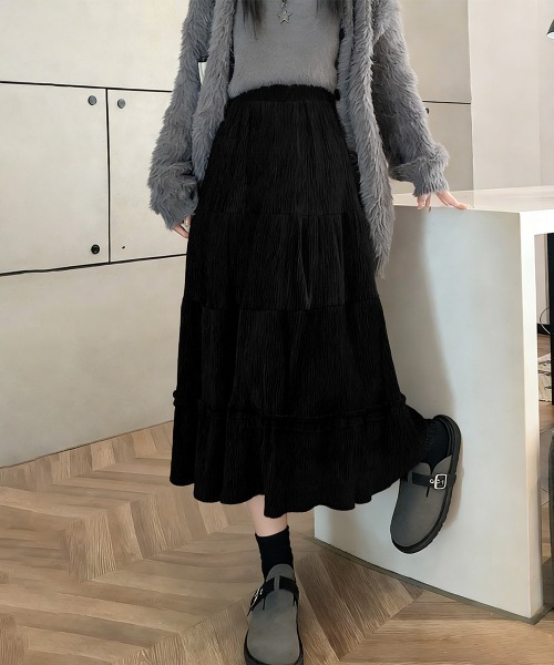 Miniministore(ミニミニストア)の「ティアードスカート コーデュロイスカート(スカート・レディース・アイボリー/ブラック/ダークブラウン・FREE)」の15枚目の写真